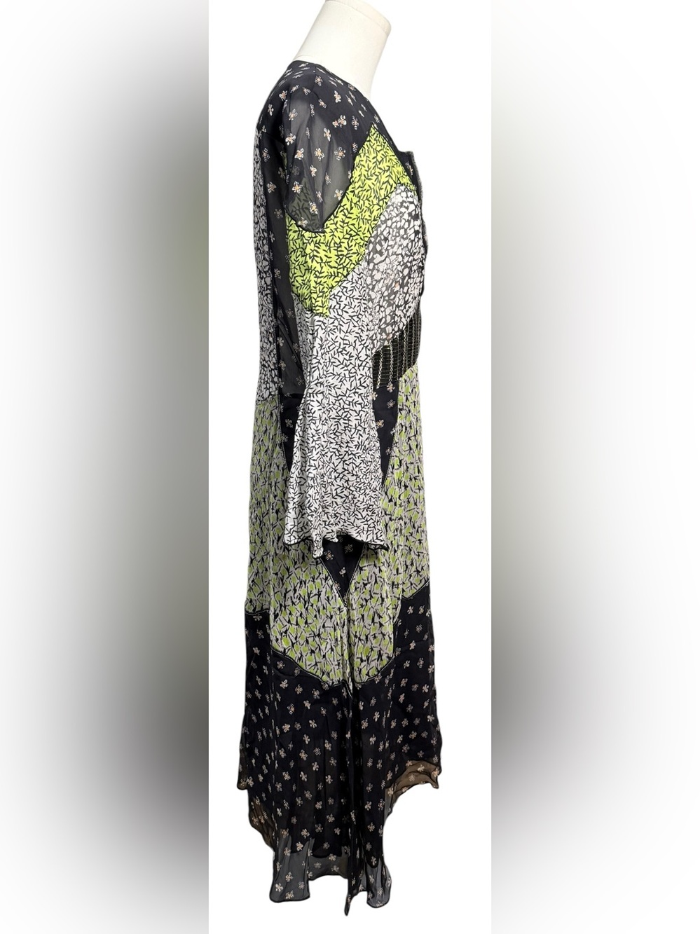 Dorothee Schumacher Patchwork Silk Blend Midi Dress Size 4 - Picture 3 of 11